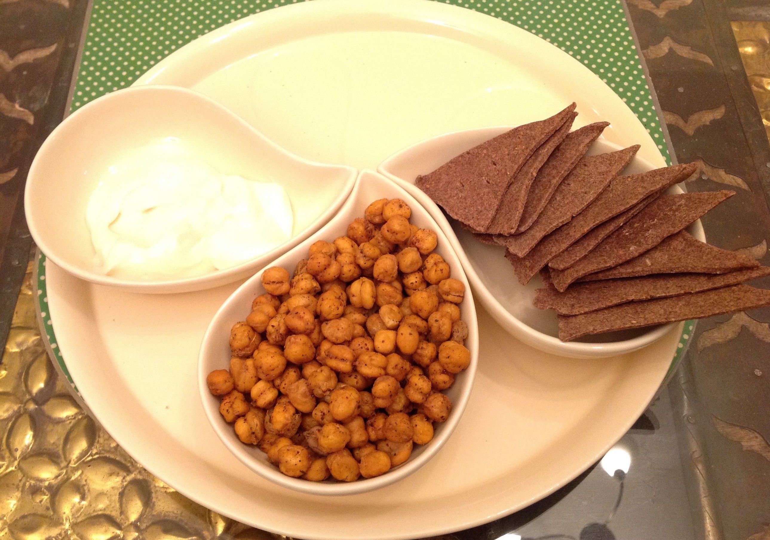 Baked Ragi(Nachani) Chips and Crunchy Chickpea with Dip